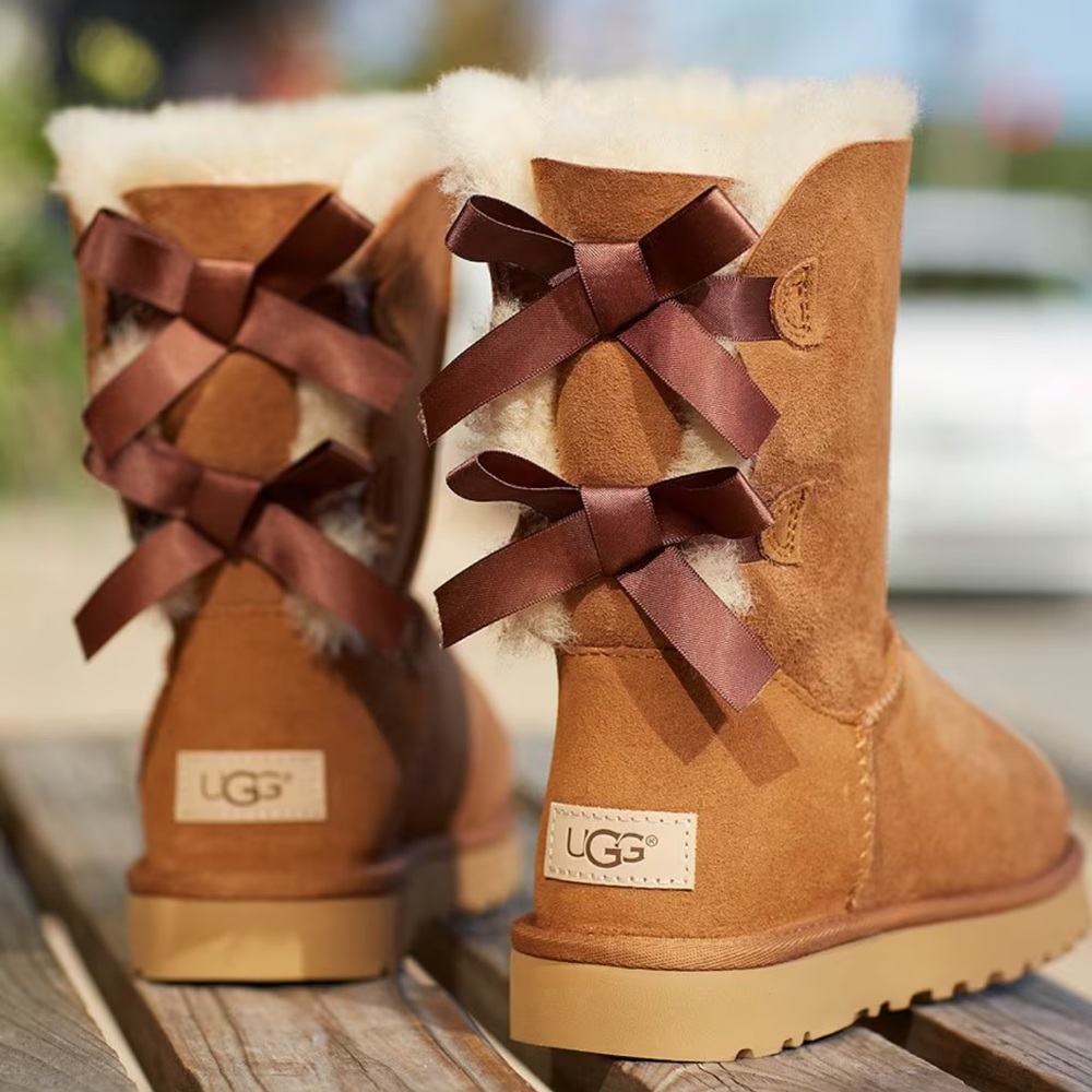 UGG Chestnut Sheepskin Bow Back Short Boots